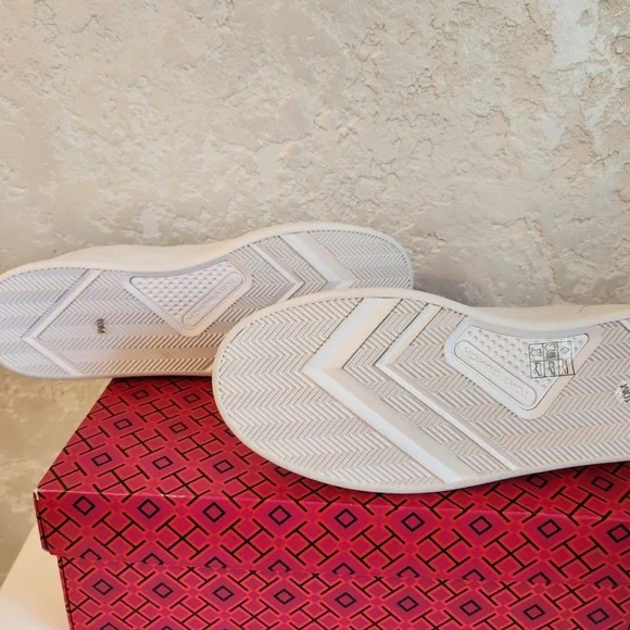 Tory Burch White and Silver Sneakers sz 10 - Picture 3 of 4